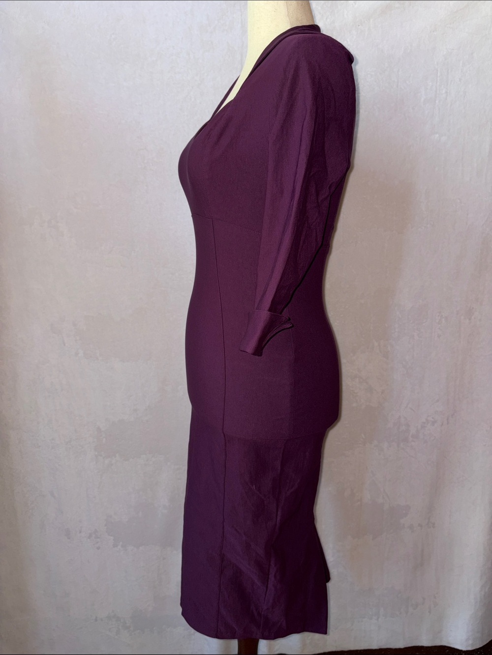 Pinup Couture Lorelei Eggplant/Royal Purple Fitted Midi Dress Size Large - Picture 3 of 12